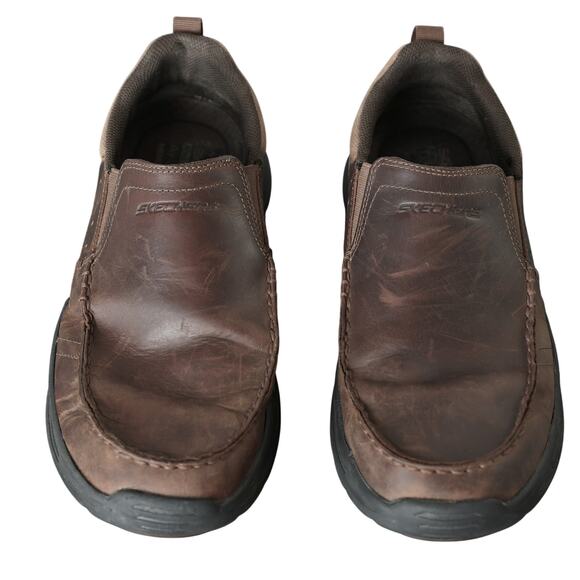 Men's Brown Leather Skechers Expended Seveno Loafer - US 10 - Picture 7 of 8